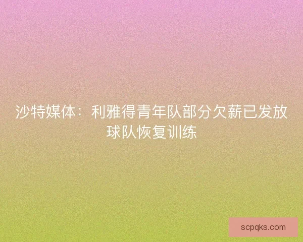 沙特媒体：利雅得青年队部分欠薪已发放球队恢复训练
